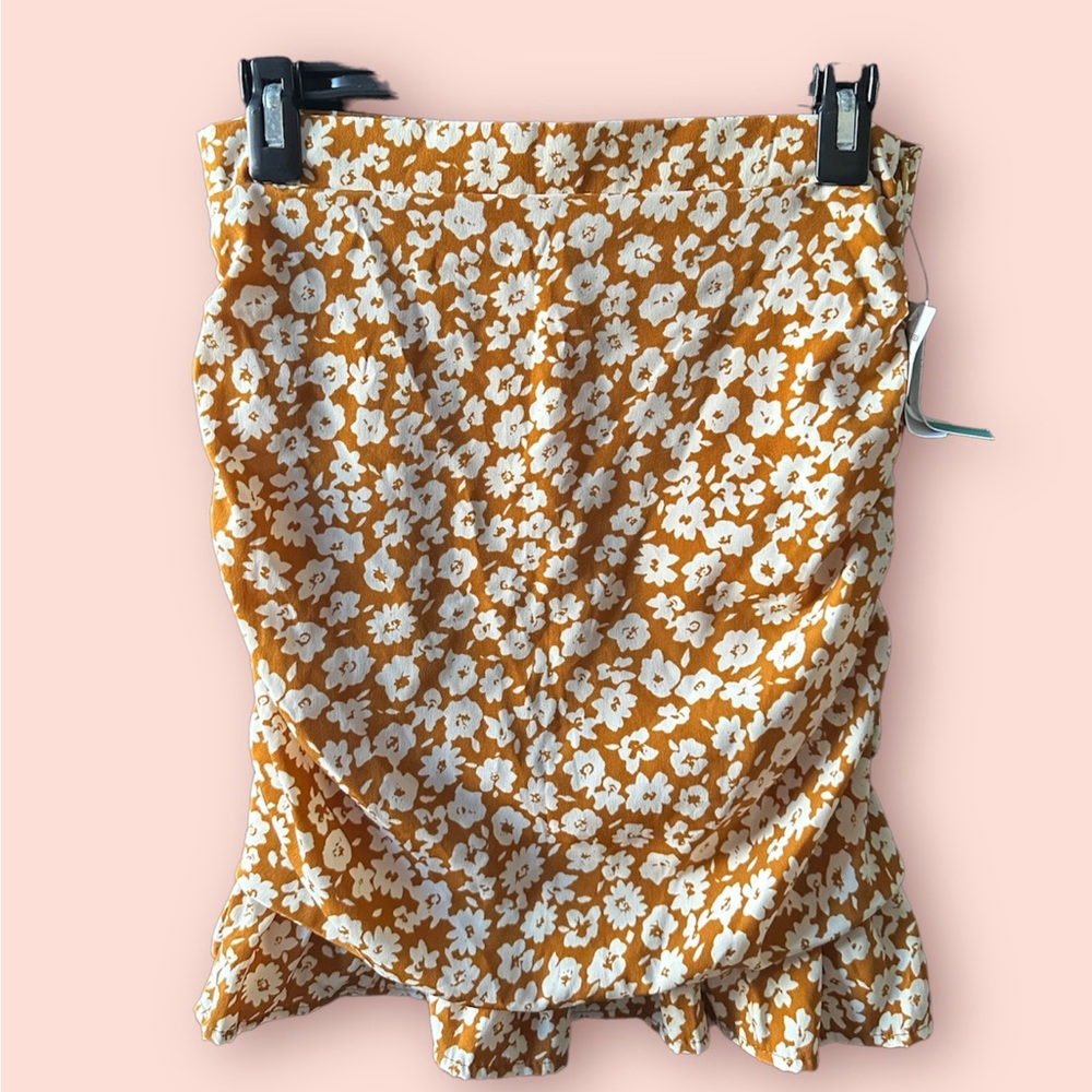 Ruched mini skirt - Mustard